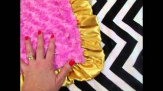 Personalized Minky Blanket Hot Pink Swirl Black Chevron Gold Ruffle