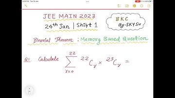 Binomial Theorem | JEE 2023 | 24th January | Shift 1 | Memory Based Question | SKY Sir