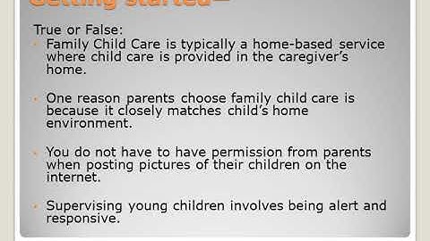 child care course Part 1 Pre test