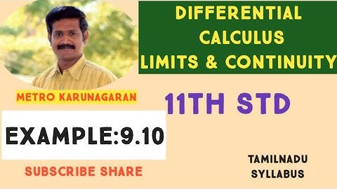 11th Std Maths Example 9.10 Compute lim as x approaches 0 [x²+x\x+4x³+3]