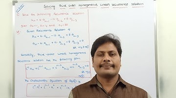 EXAMPLE PROBLEM-1: SOLVING THIRD ORDER LINEAR HOMOGENEOUS RECURRENCE RELATION | RECURRENCE RELATIONS