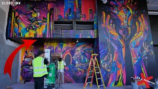 DlordInk Shawn Forton start inside the gym at Saiya - Painting The Tallest Mural Arizona Episode 2