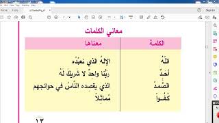 معاني الكلمات سورة الاخلاص ( للصف الاول الابتدائي )