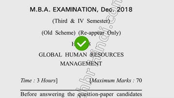 2018 Dcrust MBA 3rd 4th Sem Reappear Global Human Resource Management Question Paper
