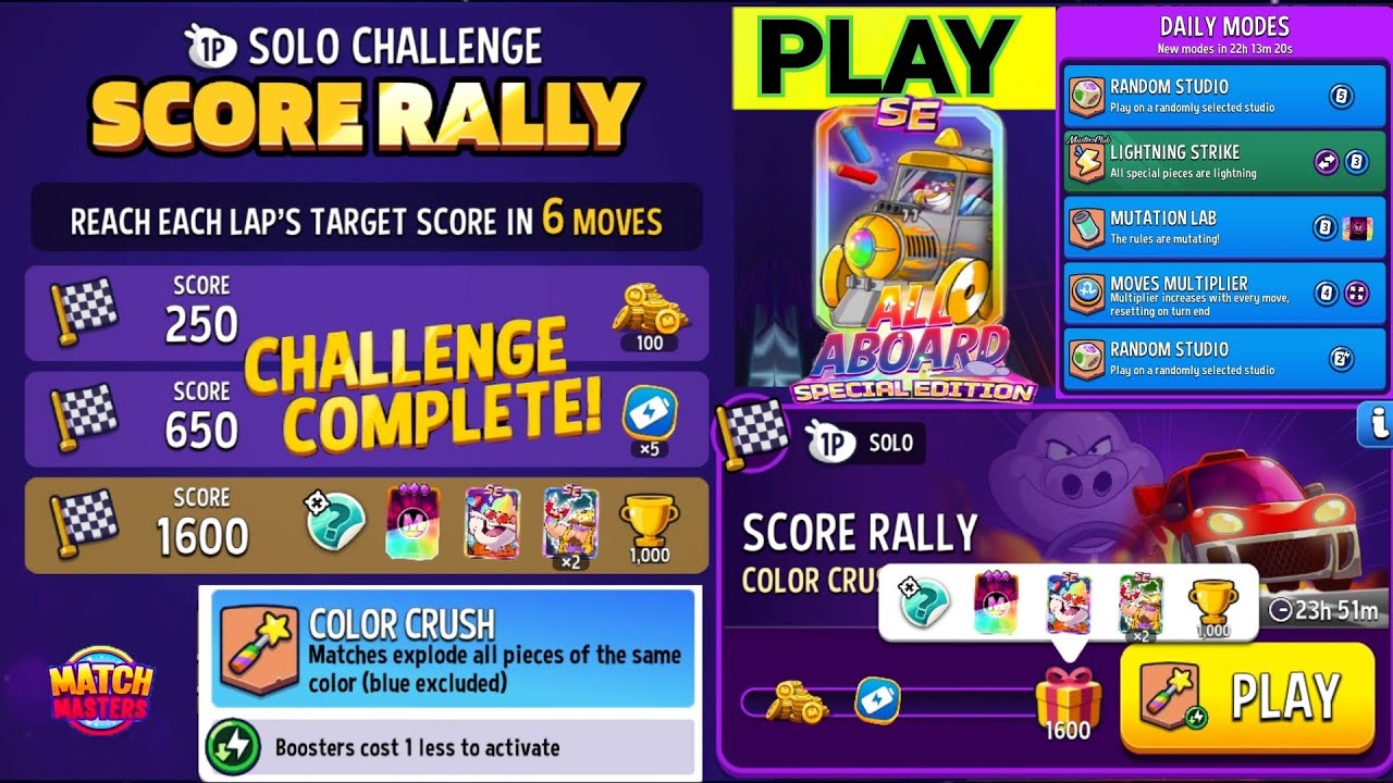 Color Crush Solo Challenge Score Rally 1600 Score Random Studio Daily color-crush-solo-challenge-score-rally-1600-score-random-studio-daily