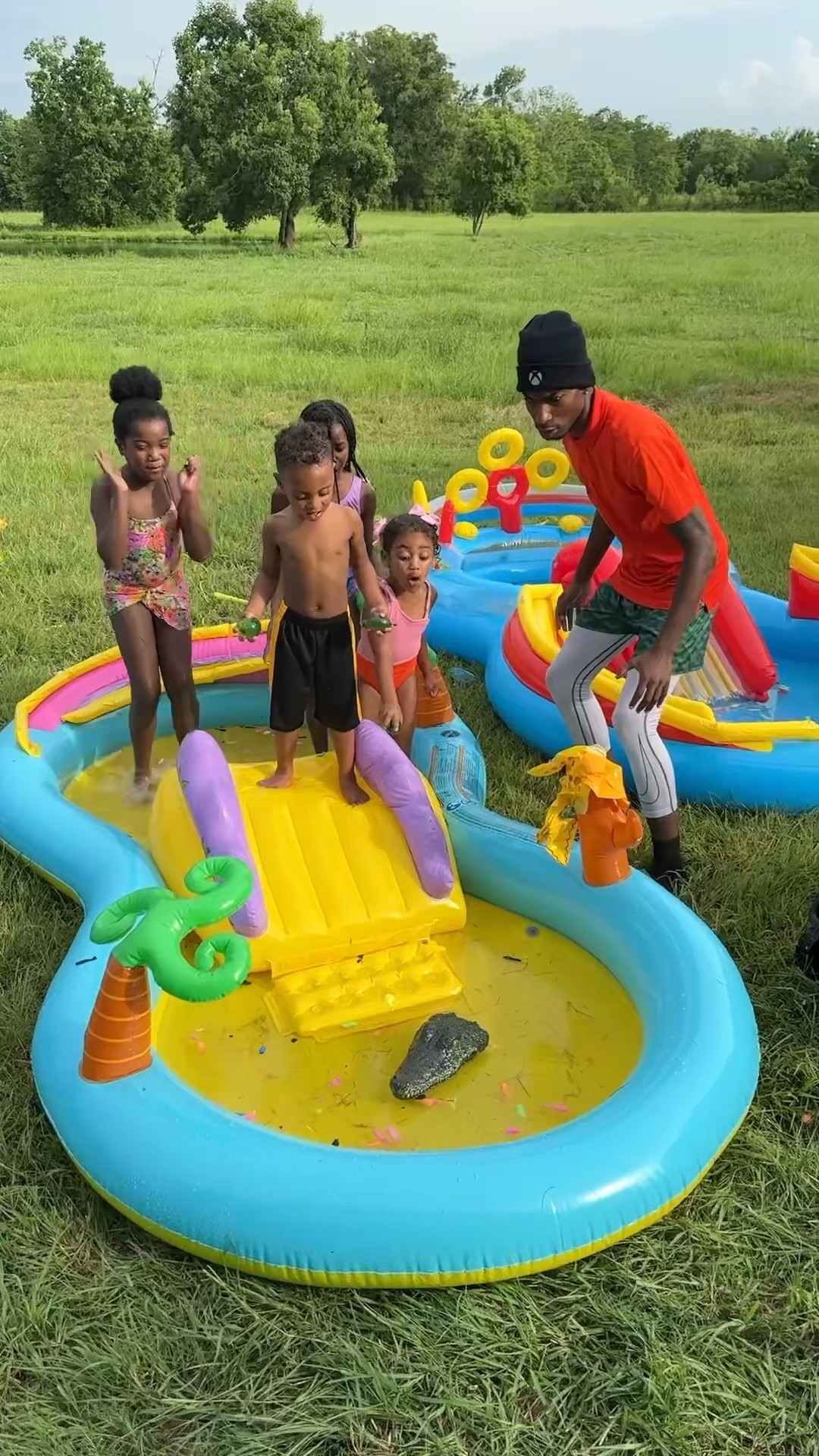 Dad finds alligator in pool and gets it out #shorts