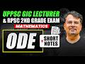 RPSC 2nd Grade & UPPSC GIC Mathematics 2026 | ODE | Short Notes & Formula Revision | GP Sir