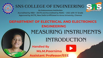 M.Poornima | Measuring Instruments Introduction | SNS Institutions