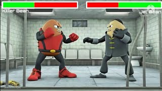 Killer Bean vs Jet Bean with healtbars (AUDIO IN LATINO).