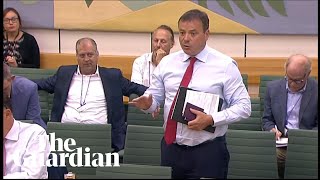 The moment Arron Banks walks out of select committee meeting