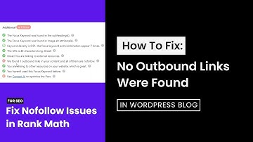 How to Fix No Outbound Links Were Found in WordPress Blog | Fix Nofollow Issues in Rank Math