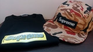 Supreme Bling Box Logo Tshirt and Utility Red Camo Camp Cap Review Spring Summer 2013