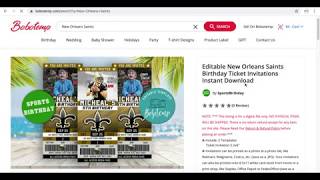 How to make a New Orleans Saints Birthday Ticket Invitation step by step on www.bobotemp.com screenshot 1