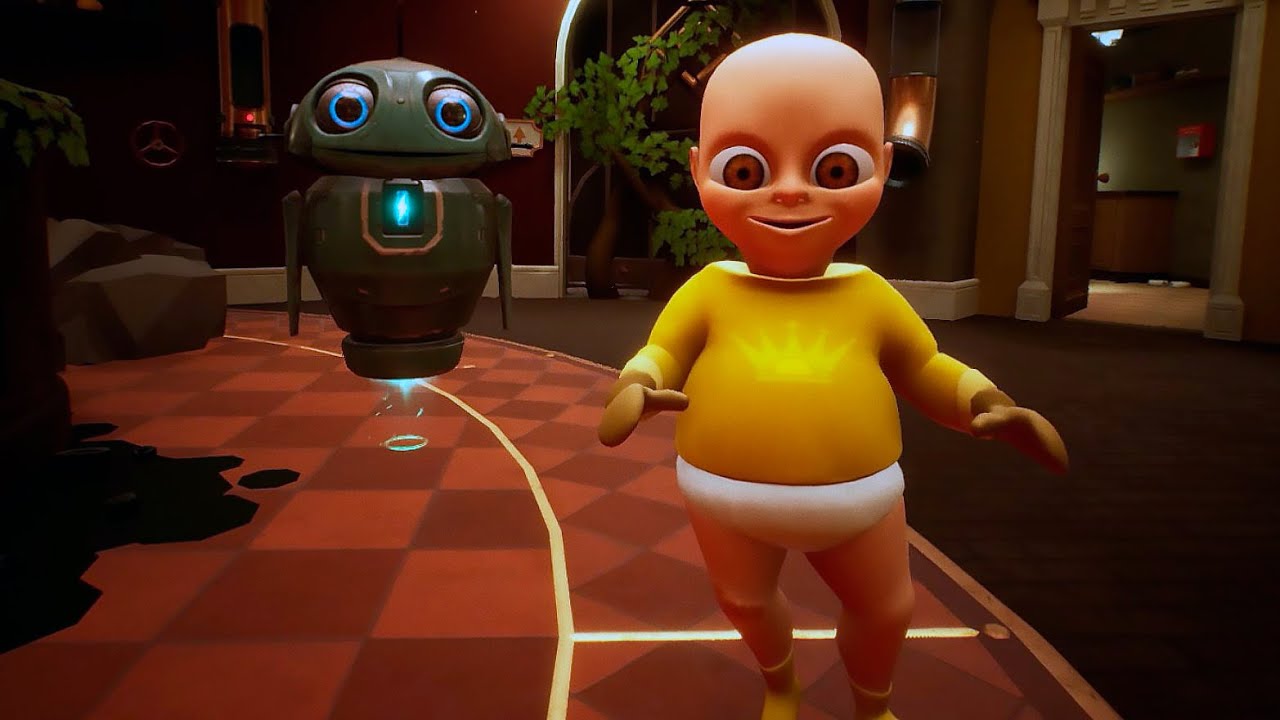 Малыш в желтом робот. Робот из игры малыш в жёлтом. Малыш из игры малыш в желтом. Ньют робот ребёнок в жёлтом. Ньют из игры малыш в жёлтом робот.