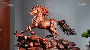 Tượng Gỗ: Nhất Mã Bước Trên Đồi Thảo Nguyên - Gỗ Trắc | Đồ Gỗ mạnh Sơn