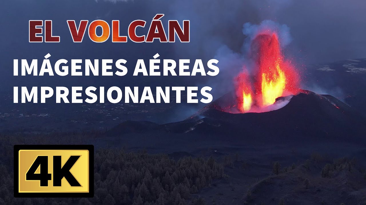 🌋El VOLCÁN de LA PALMA en 4K. IMPRESIONANTES IMÁGENES AÉREAS 🔥.