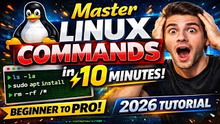 Master Linux Commands in 10 Minutes ⚡ Complete Beginner to Pro Crash Course (Terminal Tutorial 2026)