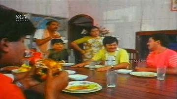 Ananthnag Friends Eating Chicken in Breakfast | Comedy Scene | Rollcall Ramakrishna Kannada Movie