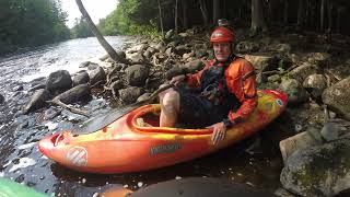 Whitewater Kayaking The Peshtigo River 550 Cfs 7-3-21 Roaring Rapids Swim @ Horserace w/ Ken Braband