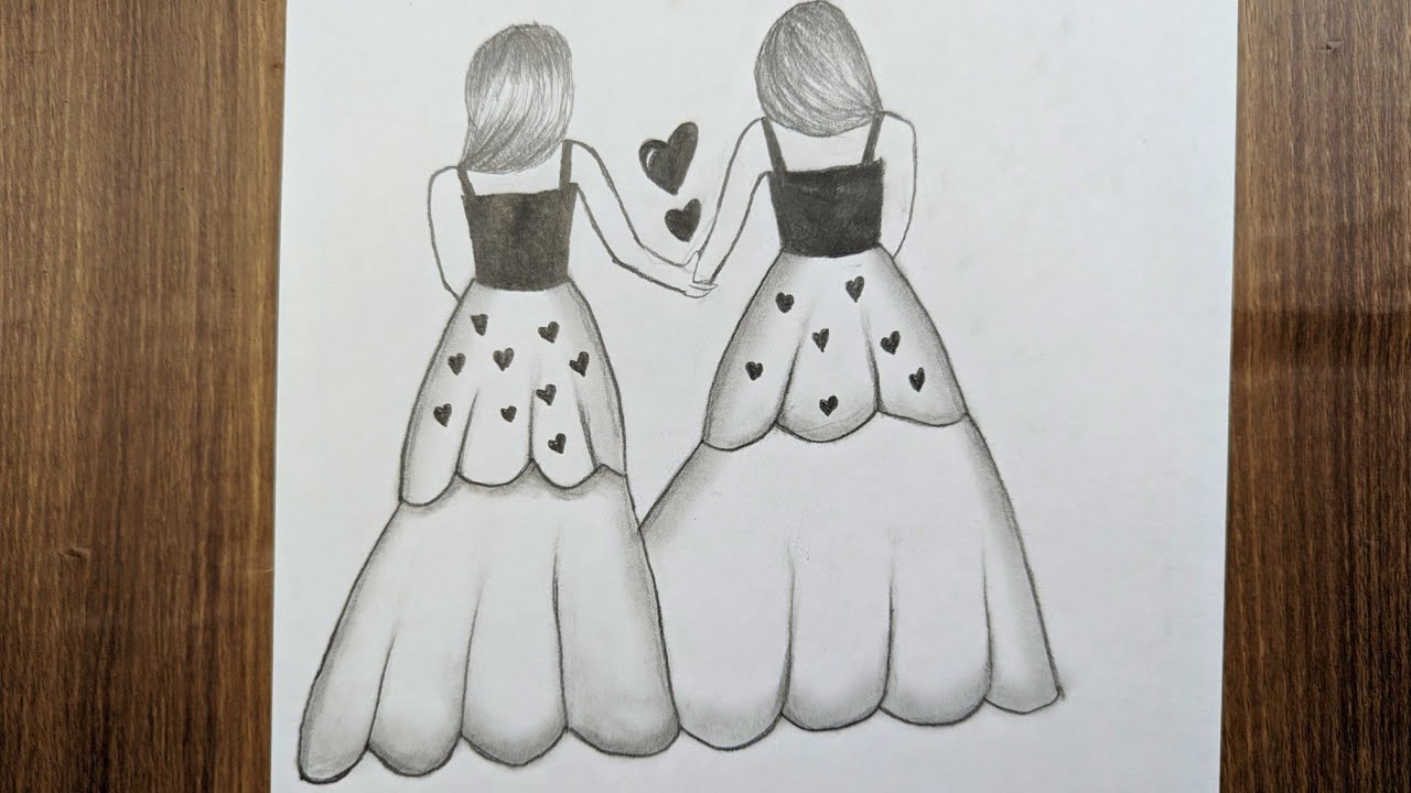 Best friend pencil sketch | How to draw friendship day drawing - YouTube