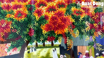 BỨC TRANH THÊU TAY SINH ĐỘNG PHONG CẢNH KHU PHỐ CỔ HÀ NỘI - Traditional Vietnamese Hand Embroidery