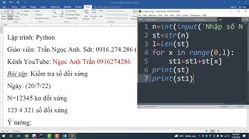 B5. PyThon Kiểm tra số đối xứng. Gv Trần Ngọc Anh 0916274286