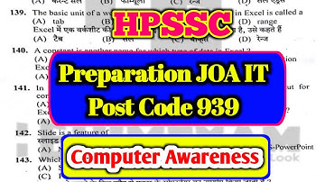 Hpssc JOA IT Preparation For Post Code 939 Basic Computer MCQ
