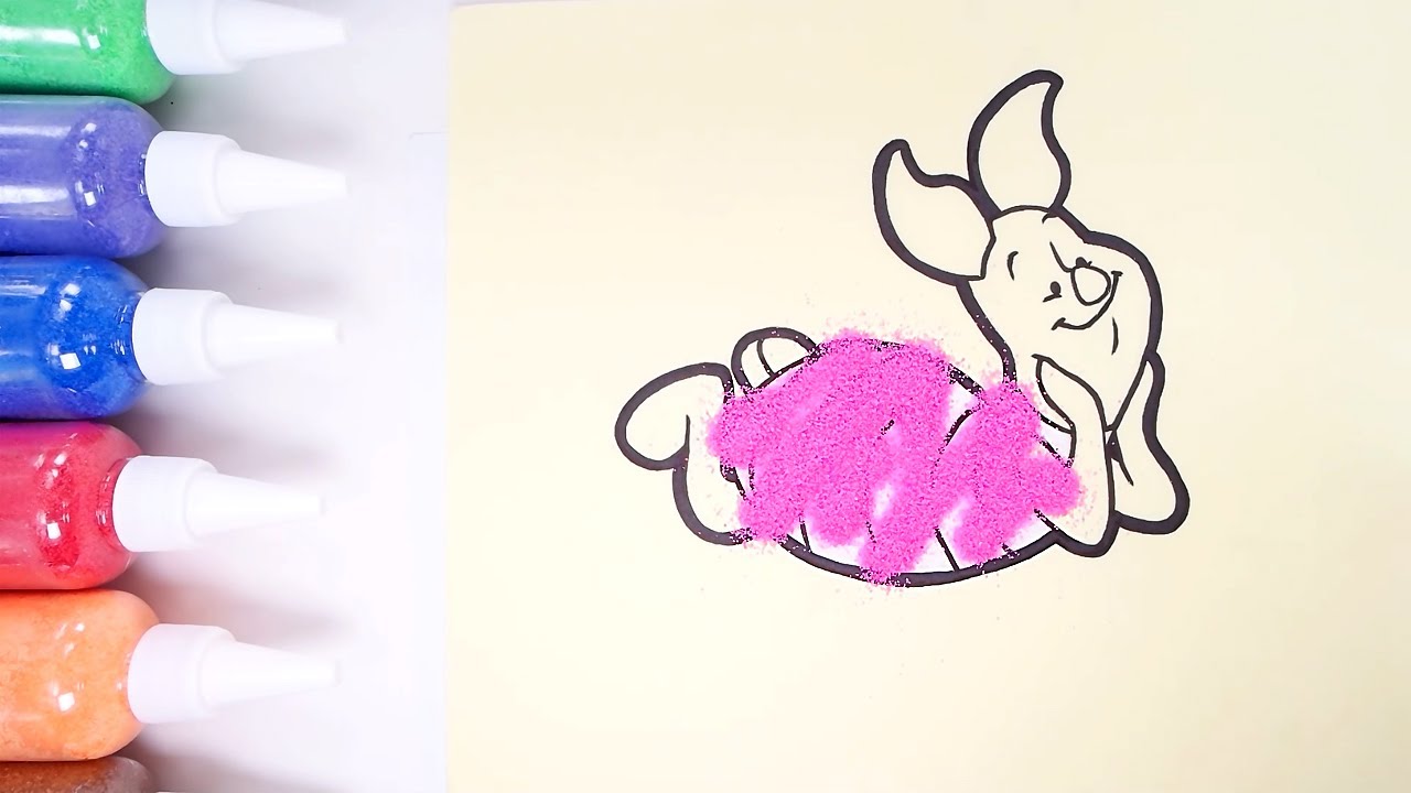 🎨Coloring 'Piglet🐽' with color sand｜Painting｜Animation