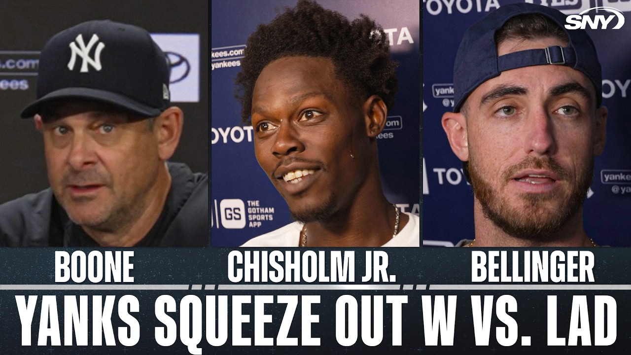 Aaron Boone, Jazz Chisholm Jr. talk clutch home run to squeeze past Dodgers in nightcap