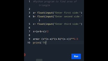 Find Area of Triangle using Python code⚡ #education #pythontutorial #shorts
