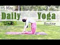 15 mins daily yoga routine  15 yoga asanas you should do daily follow along  bharti yoga