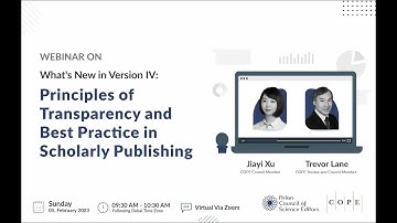 Webinar on Version IV of Principles of Transparency & Best Practice in Scholarly Publishing