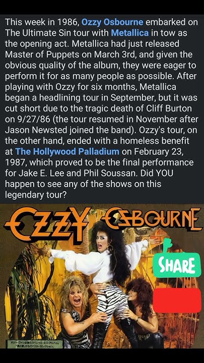 ozzy osbourne metallica tickets