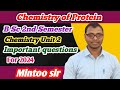 B Sc 2nd semester chemistry ke Important questions Unit 2(Chemistry of Protein) 2024 MSDU Azamgarh