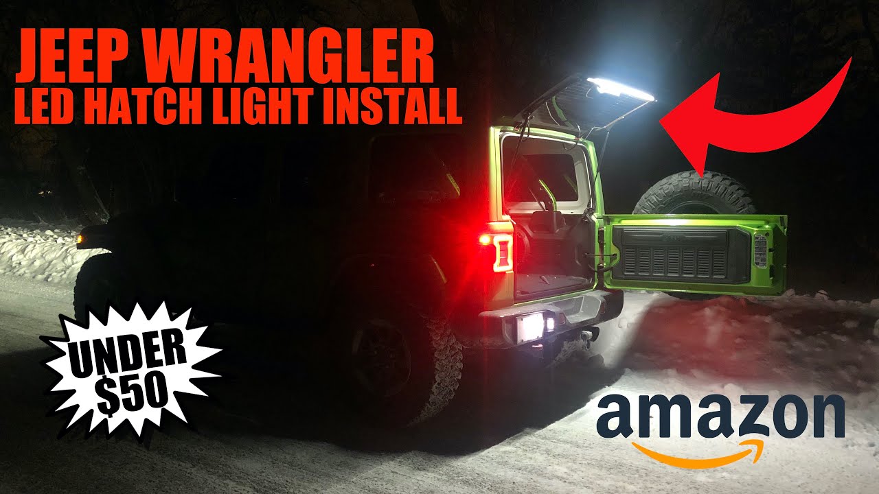 How to Install Tailgate Light Bar Rear Glass Cargo Light LED - Amazon LE-JX  Light JL JLU Wrangler - YouTube