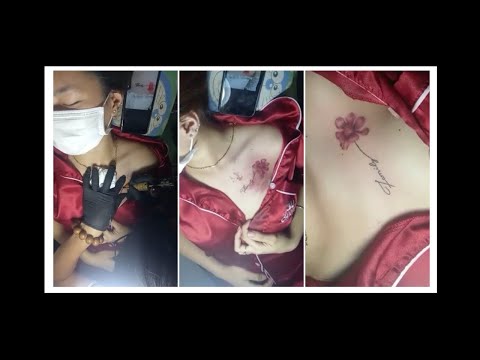 NGINTIP 8 MENIT PEMBUATAN TATO DI DADA SEORANG WANITA | TATO MINI KEREN DI DADA