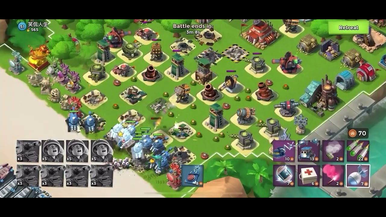 How to attack on base level 51 in boom beach with tanks