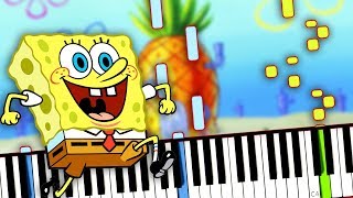 Vignette de la vidéo "SpongeBob SquarePants - Intro【Opening, OST, Theme Song】EASY Piano Tutorial (Sheet Music + midi cover"