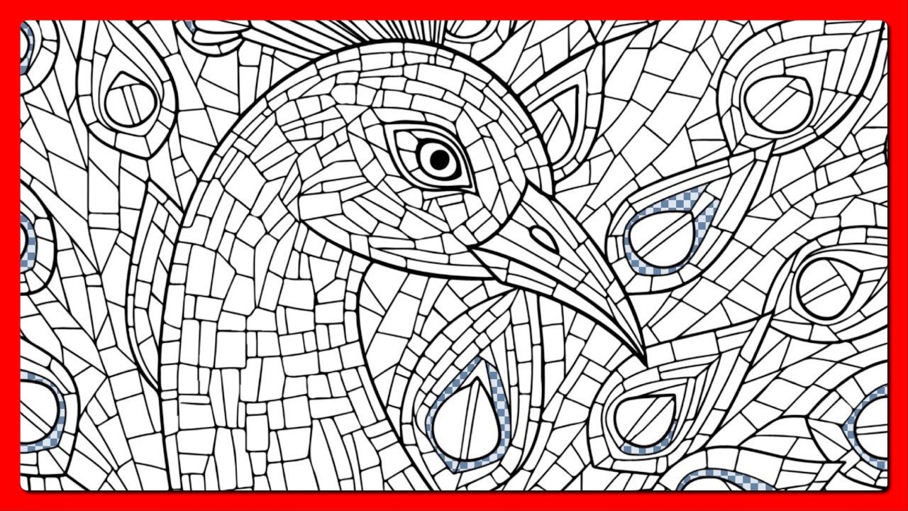 Happy Color by Number app Stained Glass Peacock Art Vibrant Feathers Mosaic Art #coloringbook