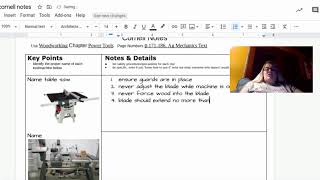 Power Tool Notes Activity