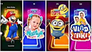 Tiles hop game, Nastya  vs Vlad and Niki vs Minions vs Mario # screenshot 4