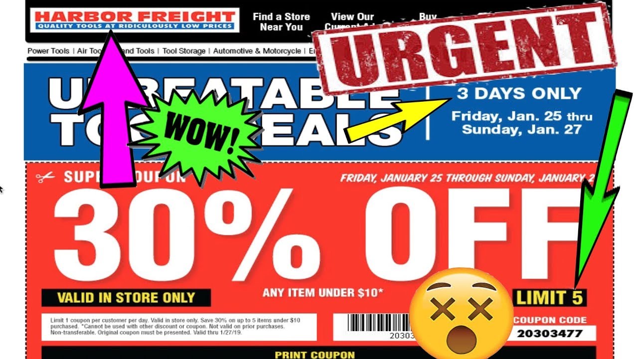 Harbor Freight 30 Off Coupon 2019