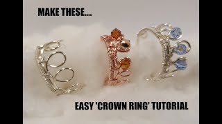 Crown ring tutorial- EASY CROWN RING- Wire wrapped ring