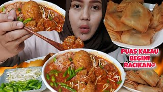 PEDES NAGIH‼️BAKSO URAT KUAH KENTAL PEDAS EXTRA RAWIT|| asmr mukbang indonesia || #mukbang #eating