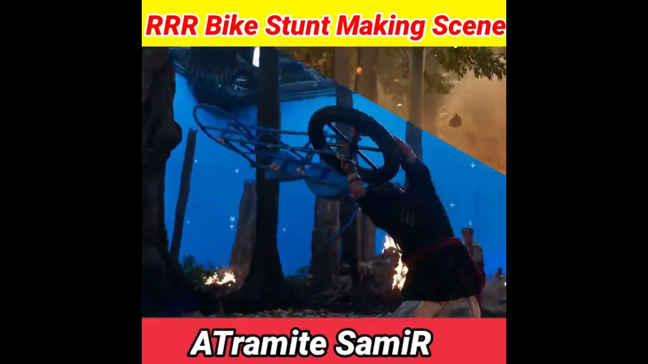 🔥RRR Climax Bheem💪Bike Stunt😎Making Action scene🥱|| SS Rajamouli RRR Forest Scene making 