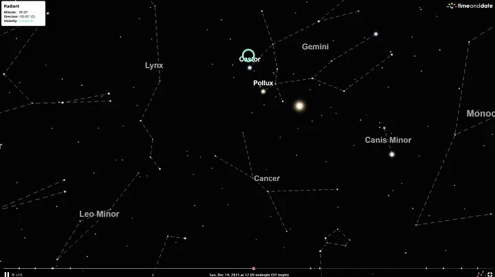 Geminid Meteor Shower Radiant, Sat 13–Sun 14 Dec, 2025, New York City