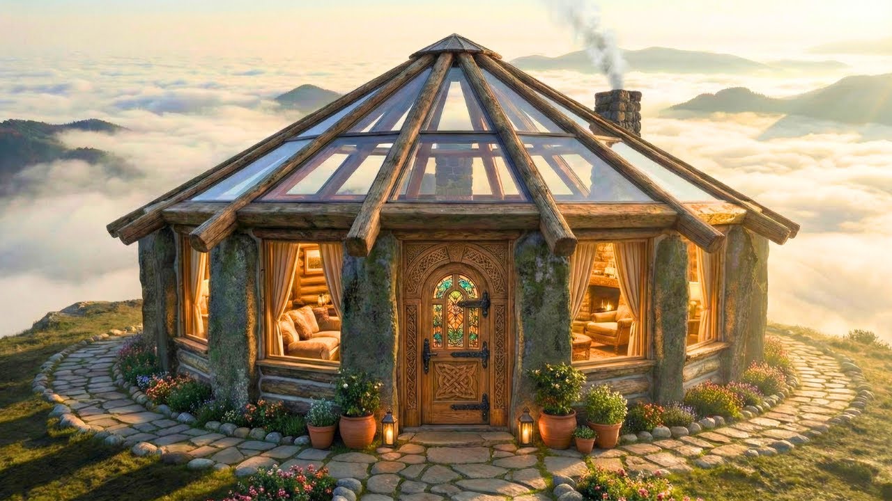 Building a Cozy Shelter in Mysterious Stone Ruins Above the Clouds