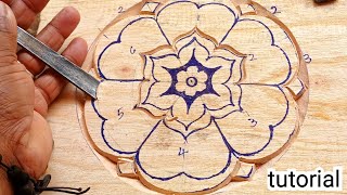 Amazing wood carving flower design work by UP wood art || Tutorial