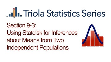 Statdisk Section 9-3: Using Statdisk for Inferences about Means from Two Independent Populations