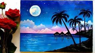 easy painting acrylic tutorial seascape